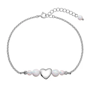 Stříbrný náramek opálový se srdíčkem