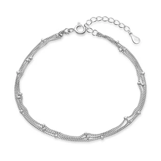 Trojitý stříbrný náramek s kuličkami