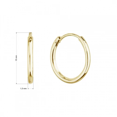 Pozlacené stříbrné náušnice kruhy 15mm