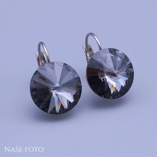 Náušnice Swarovski-rivoli 14mm barva šedočerná