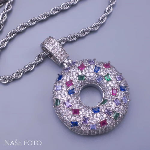 Přívěsek donut s řetízkem z chirurgické oceli