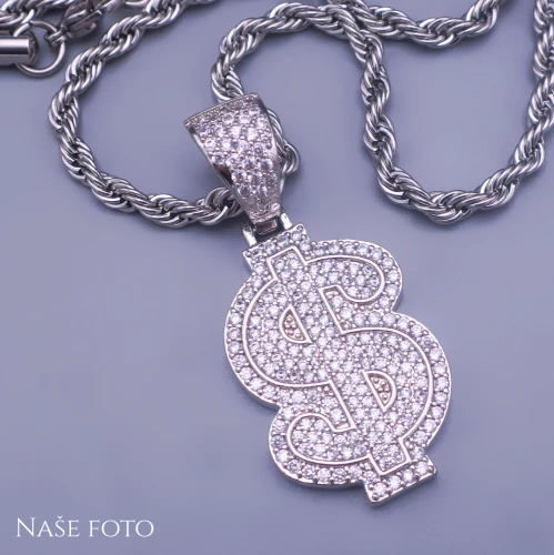 Přívěsek dolar s řetízkem z chirurgické oceli