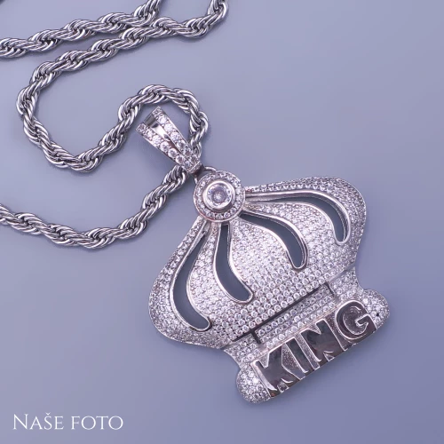 Přívěsek koruna KING s řetízkem z chirurgické oceli