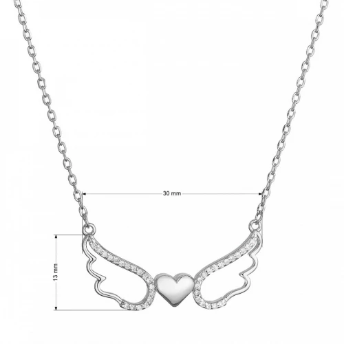 Stříbrný náhrdelník andělská křídla se srdíčkem