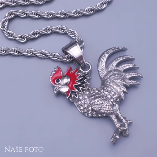 Přívěsek kohout s řetízkem z chirurgické oceli