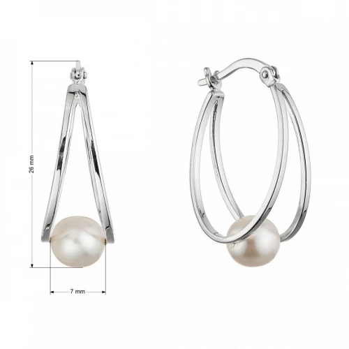 Stříbrné náušnice kruhy se syntetickou perlou