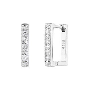 Stříbrné hranaté náušnice se zirkony