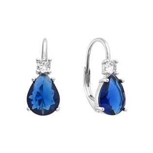 Stříbrné dámské náušnice modré kapky