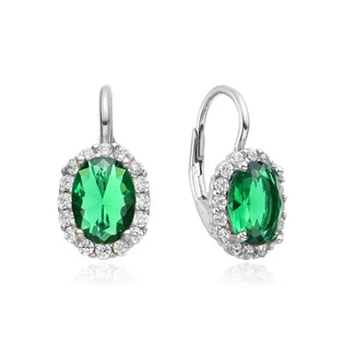 Stříbrné dámské náušnice se zelenými zirkony