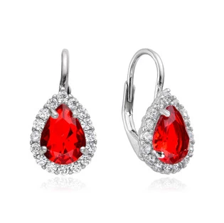 Stříbrné dámské náušnice červené zirkony