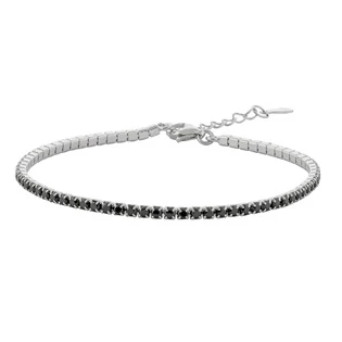 Stříbrný štrasový náramek černý