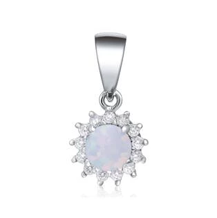 Stříbrný opálový přívěšek se zirkony