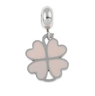 Navlékací ocelový přívěšek korálek - čtyřlístek růžový