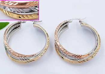 Náušnice z chirurgické oceli Kruhy třířadé