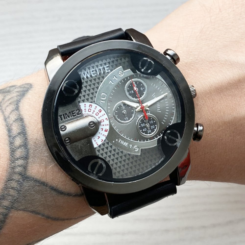 Luxusní pánské černé hodinky s velkým ciferníkem a chronografem