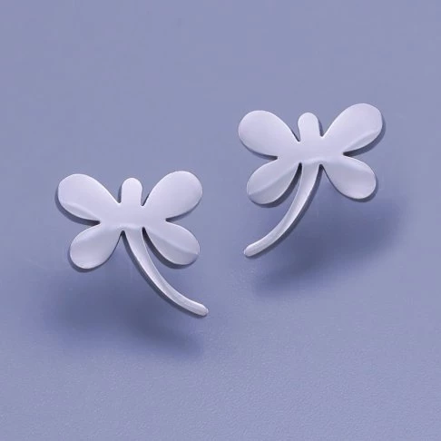 Krásné jemné dámské náušnice z chirurgické oceli - vážky