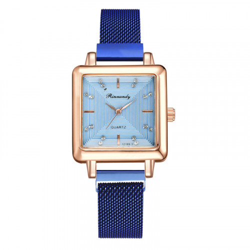 Moderní dámské hodinky modré s ciferníkem čtvercového tvaru