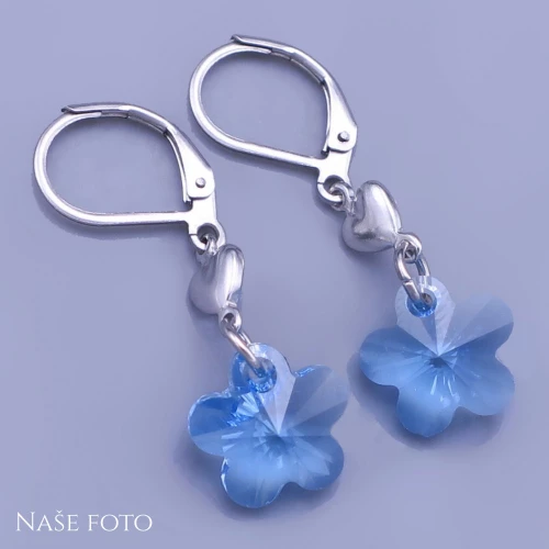 Dětské náušnice Swarovski kytičky 12mm modré