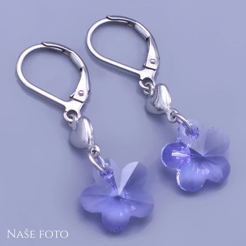 Dětské náušnice Swarovski kytičky 12mm  Violet