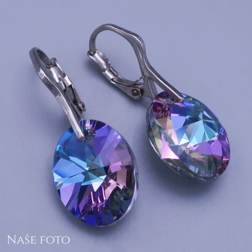Náušnice Swarovski oválky 18mm  měnící růžová
