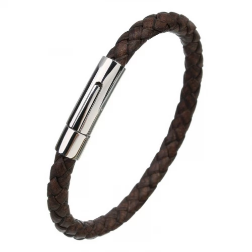 Kožený náramek splétaný černý