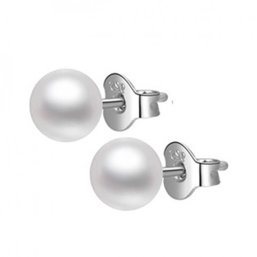 Stříbrné perlové náušnice - bílé perly 5,5 mm