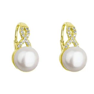 Pozlacené stříbrné náušnice s říční perlou