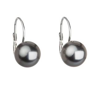 Stříbrné náušnice s perlou Crystals from Swarovski® Grey