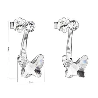 Stříbrné náušnice dvojité s krystaly Swarovski bílý motýl