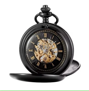 Mechanické kapesní hodinky otevírací černé - cibule černé