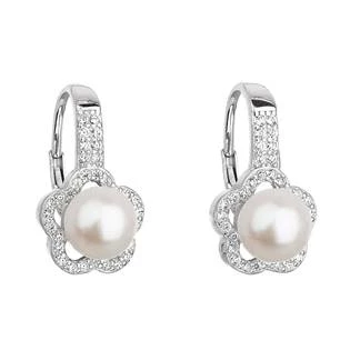 Stříbrné náušnice kytičky s pravou říční perlou