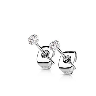 Titanové náušnice s kulatým zirkonem 2mm