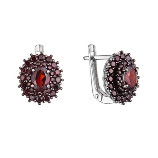 Stříbrné náušnice s pravými kameny granát