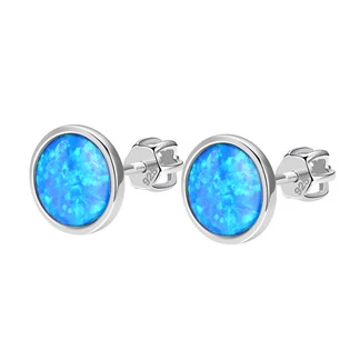 Stříbrné šroubovací náušnice s modrým opálem