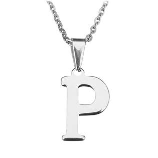 Ocelový řetízek s přívěškem iniciála "P"