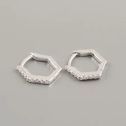 Náušnicové šestihrany s kamínky - Ag925 rhodiované