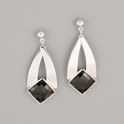 Náušnice GRADIENT zdobí Chessboard Swarovski Elements 10mm - rhodium