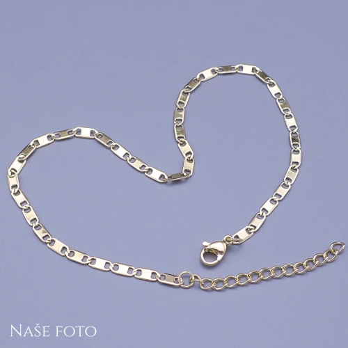 Zlacený náramek na kotník z chirurgické oceli - valis 3mm