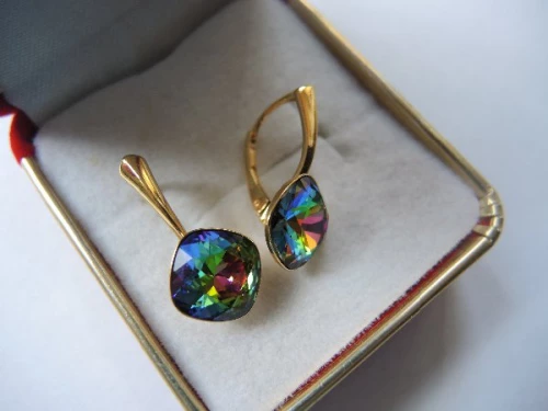 Náušnice II - KOSÉ pro čtvereček Swarovski stříbrné 925/1000