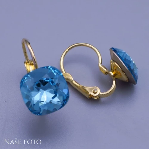 Náušnice Swarovski kostky 10mm modré