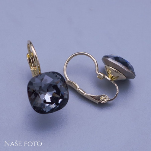 Náušnice Swarovski kostky 10mm > varianta Šedočerná