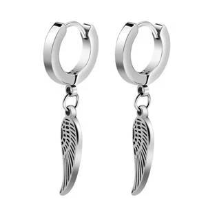 Ocelové náušnice kroužky s peříčky