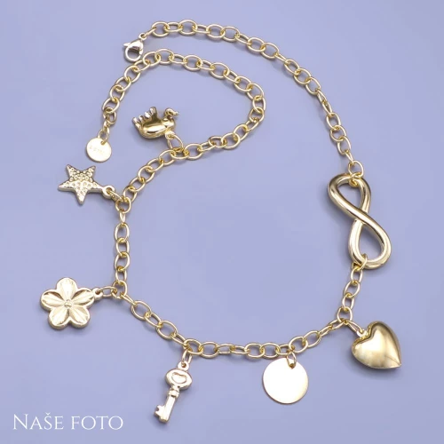 Pozlacený náhrdelník z chirurgické oceli s přívěsky